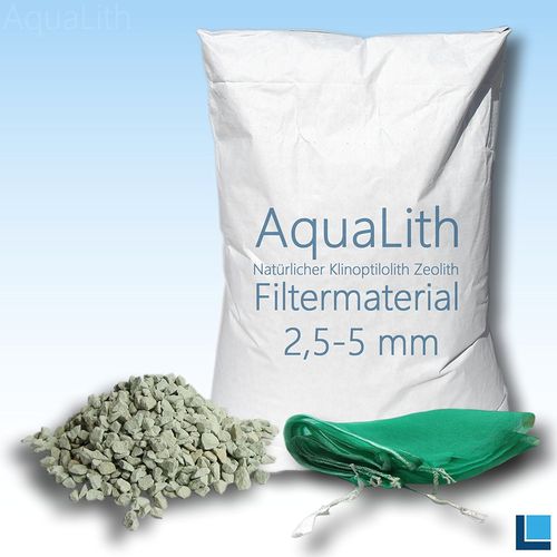 AquaLith Filtermaterial Zeolith 2,5-5 mm 25kg für Koiteiche inkl. 2x Filternetzbeutel